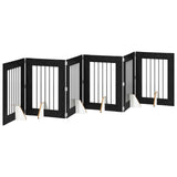 Foldable Dog Gate with Stands 6 pcs Black Oak 362 cm 892103