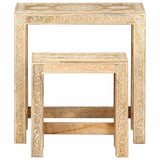 2 Piece Hand-painted Side Table Set Solid Mango Wood 285881