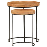 2 Piece Coffee Table Set Solid Acacia Wood and Steel 321706