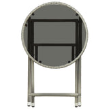 Tea Table Grey 60 cm Poly Rattan and Tempered Glass 46204