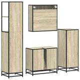 4 Piece Bathroom Furniture Set Sonoma Oak Engineered Wood 3301256