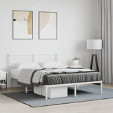 Metal Bed Frame without Mattress with Headboard White 140x200cm 376276