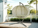 Hanging Egg Chair Outdoor Indoor Garden Swing Chair with Folding Basket, Garden Hanging Chair with T3398P328506