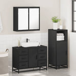 ZNTS 3 Piece Bathroom Furniture Set Black Engineered Wood 3300960