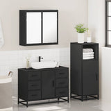ZNTS 3 Piece Bathroom Furniture Set Black Engineered Wood 3300960