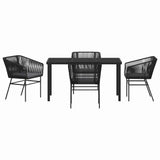 Garden Dining Set with Cushion 5 pcs Black Powder-Coated Steel 3380920