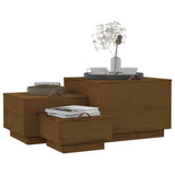 Storage Boxes with Lids 3 pcs Honey Brown Solid Wood Pine 818248