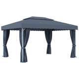 Gazebo with Curtain&LED String Lights 4x3 m Anthracite 3070355