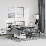 Metal Bed Frame without Mattress with Footboard Black 135x190cm 373708