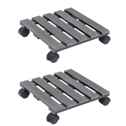 ZNTS Plant Trolleys 2 pcs Grey 30x30x7.5 cm WPC 149034