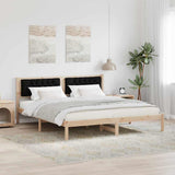 Bed Frame with Headboard Black 160 x 200 cm Solid Pine Wood 878176