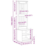 ZNTS Hall Tree SANDENS 45x40x159.5 cm Solid Wood Pine 4010478