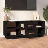 TV Cabinet Black 100x34x40 cm Solid Wood Pine 818229