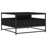 ZNTS Coffee Table Black 80x80x45 cm Engineered Wood 835289