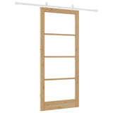 Sliding Door Natural 93 x 211 cm Solid Pine Wood and Glass 3332261