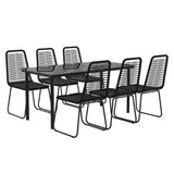 7 Piece Garden Dining Set Black 3156505