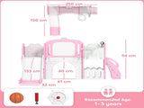 7 in 1 Toddler Slide Set with Basketball Hoop, Climbing Frame, Telescope, Drawing Board, Storage T3398P378994