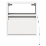 ZNTS Wall-mounted Bedside Cabinet with LED Lights White 3307975