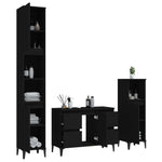 ZNTS 3 Piece Bathroom Furniture Set Black Engineered Wood 3185606