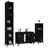 ZNTS 3 Piece Bathroom Furniture Set Black Engineered Wood 3185606