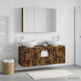 Bathroom Cabinet Set 4 pcs Smoked Oak Engineered Wood 3406507