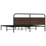 Metal Bed Frame without Mattress Brown Oak 183x213 cm 3318657