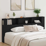 Headboard Cabinet with Shelf Black Oak 220 x 18.5 x 102.5 cm 862092
