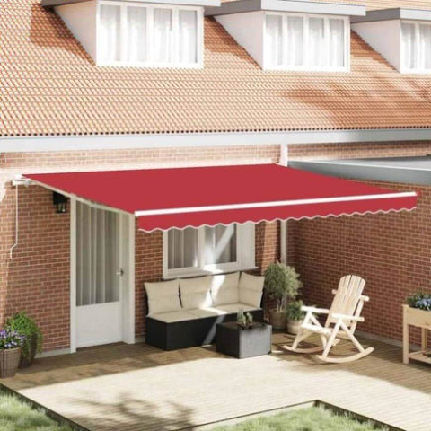Awning Retractable Manual Red 4.5 x 3.5 m Polyester and metal 3331169