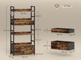 Industrial Style Bookcase, with 4 Shelves and 3 Fabric Drawers - Brown/Black T3398P423870
