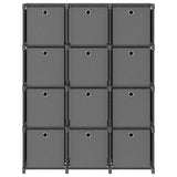 322617 12-Cube Display Shelf with Boxes Grey 103x30x141 cm Fabric