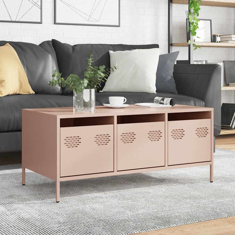 ZNTS Coffee Table Pink 101.5x50x43.5 cm Cold-rolled Steel 851269