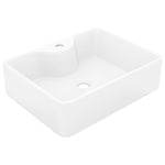 ZNTS Ceramic Bathroom Sink Basin with Faucet Hole White Square 141936