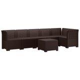 6-Seater Garden Sofa Rattan Look PP Brown 3444103