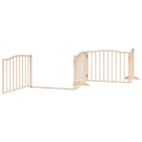 Dog Gate with Door Foldable 8 Panels 640 cm Poplar Wood 3155610