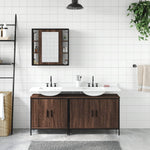 ZNTS 3 Piece Bathroom Cabinet Set Brown Oak Engineered Wood 3214734