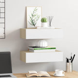 Wall Drawer Shelves 2 pcs Oak and White 40x23.5x10cm MDF 330250