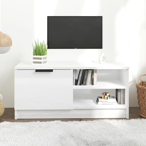 TV Cabinet High Gloss White 80x35x36.5 cm Engineered Wood 811478