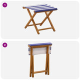 Deck Chair 2 pcs Solid Eucalyptus Wood Blue and White 42024902