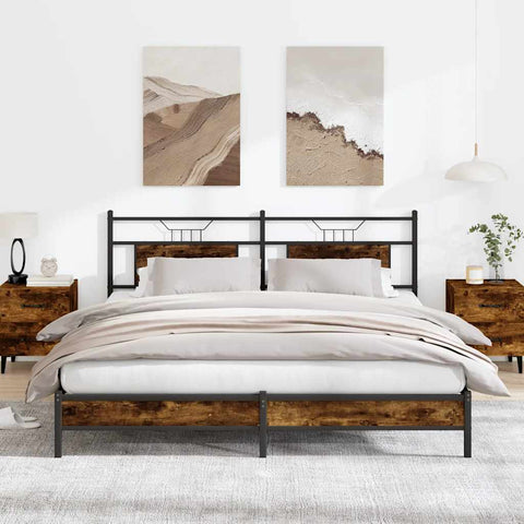 Bed Frame without Mattress Smoked Oak 183x213 cm Engineered Wood 4106895