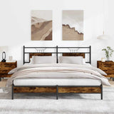 Bed Frame without Mattress Smoked Oak 183x203 cm Engineered Wood 4106894