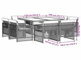 9 Piece Garden Dining Set with Cushions Grey Poly Rattan 3210836