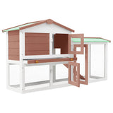 Outdoor Large Rabbit Hutch Brown and White 145 x 45 x 84 Wood 170841