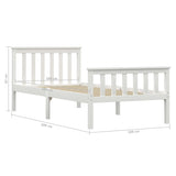 Bed Frame without Mattress White Solid Pinewood 100x200 cm 283215