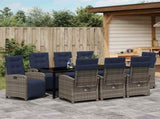 Garden Dining Set with Cushion 9 pcs Grey Poly Rattan 3380364