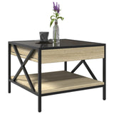 ZNTS Coffee Table with Infinity LED Sonoma Oak 50x50x38 cm 847698