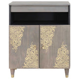Sideboard Grey and Gold 60 x 33 x 75 cm Solid Mango Wood 4018797