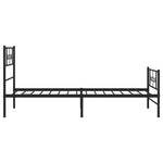 ZNTS Metal Bed Frame without Mattress with Footboard Black 90x200cm 355278