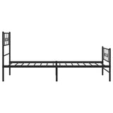 ZNTS Metal Bed Frame without Mattress with Footboard Black 90x200cm 355278