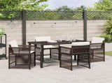 Garden Dining Set 5 pcs Brown Poly Rattan 3380782