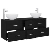 Bathroom Cabinet Set 3 pcs Black Oak 49.5 x 35 x 63 cm 3405796